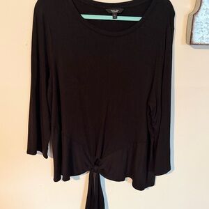 Simply Vera Vera Wang Black Long Sleeve Tie-Front Top